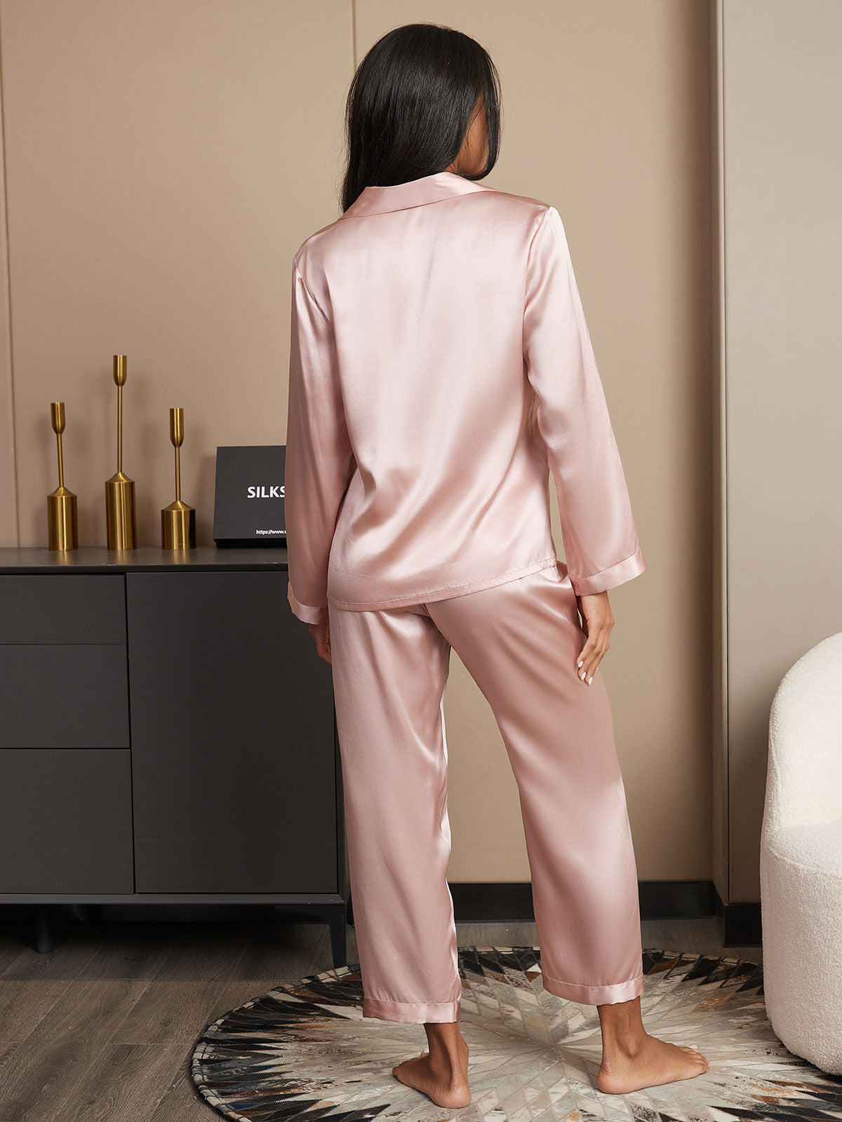 [Pink] SilkSilky  Pure Silk Womens Pajamas 002