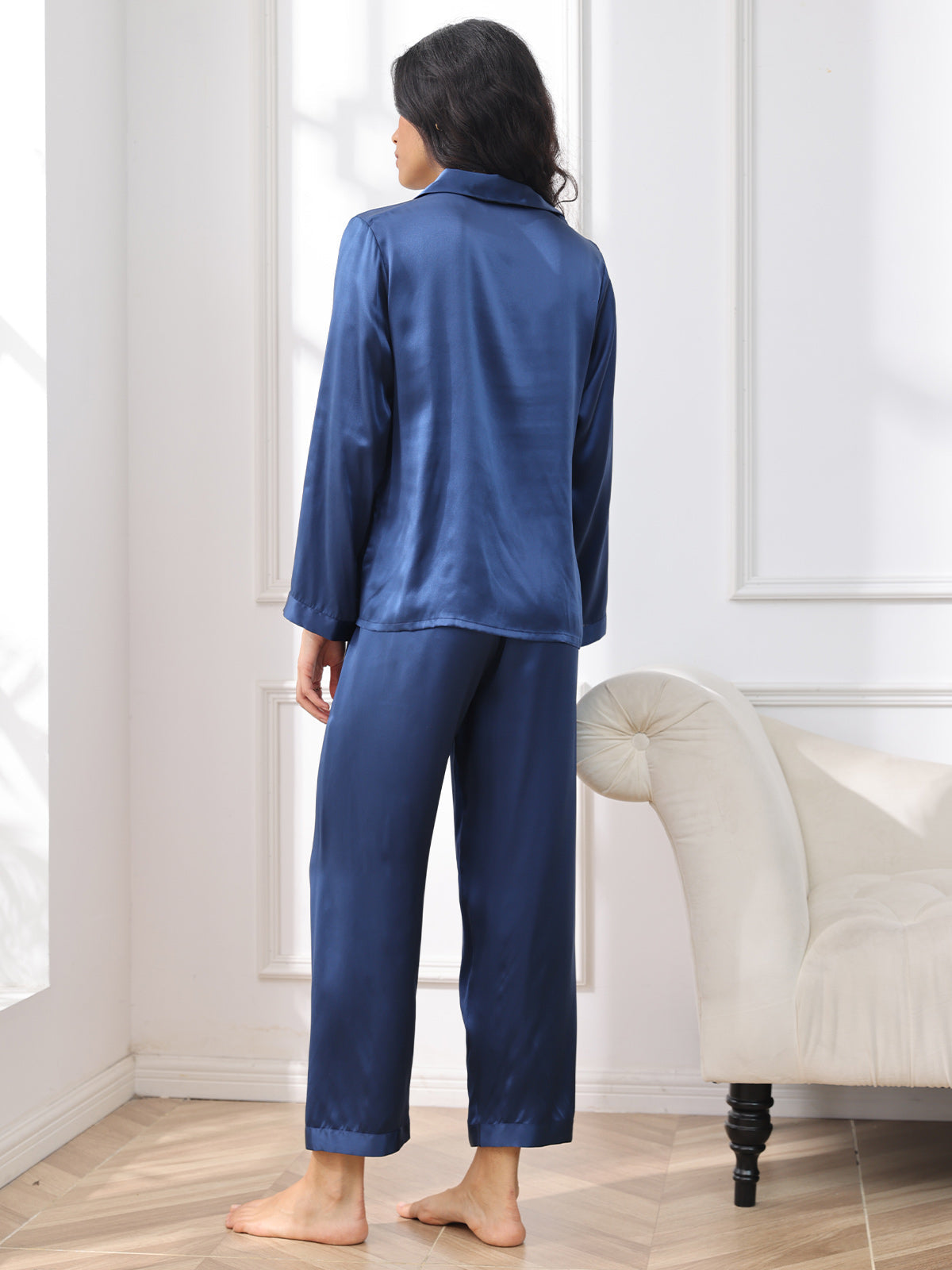 [Dark Blue] SilkSilky  Pure Silk Womens Pajamas 002